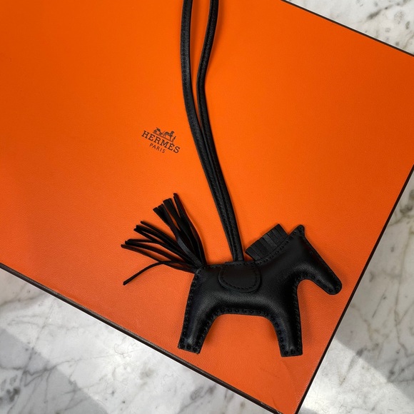 Hermes Handbags - SOLD🖤Hermès Lambskin So Black Noir Rodeo Horse Charm MM